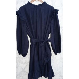 NWT Sugar + Lips Plus Navy Blue Ruffle Long Sleeve Dress
